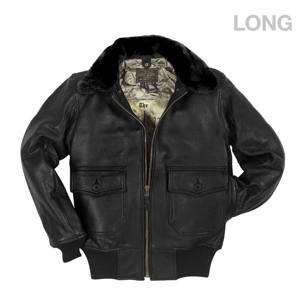 U.S. Navy Lambskin G-1 Flight Jacket (Long) Z201035ML in Black - Cockpit USA Men