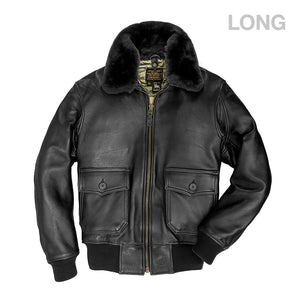 U.S. Navy Lambskin G-1 Flight Jacket (Long) Z201035ML in Black - Cockpit USA Men