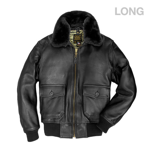 U.S. Navy Lambskin G-1 Flight Jacket (Long) Z201035ML in Black - Cockpit USA Men
