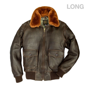 U.S. Navy Lambskin G-1 Flight Jacket (Long) Z201035ML in Brown - Cockpit USA Men