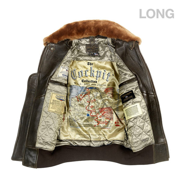U.S. Navy Lambskin G-1 Flight Jacket (Long) Z201035ML in Brown - Cockpit USA Men