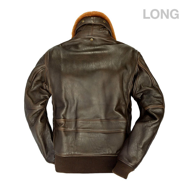U.S. Navy Lambskin G-1 Flight Jacket (Long) Z201035ML in Brown - Cockpit USA Men