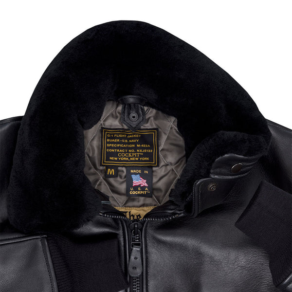 U.S. Navy Lambskin G-1 Flight Jacket Z201035M in Black - Cockpit USA Men
