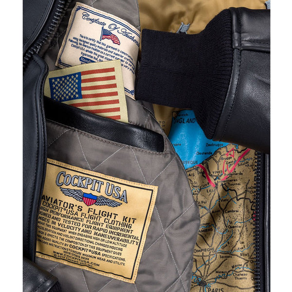 U.S. Navy Lambskin G-1 Flight Jacket Z201035M in Black - Cockpit USA Men