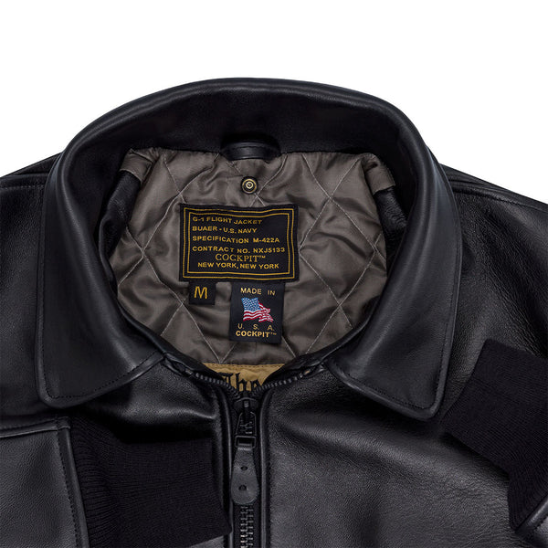 U.S. Navy Lambskin G-1 Flight Jacket Z201035M in Black - Cockpit USA Men