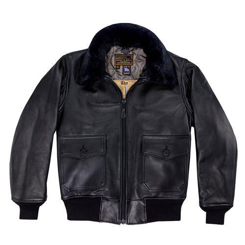 U.S. Navy Lambskin G-1 Flight Jacket Z201035M in Black - Cockpit USA Men