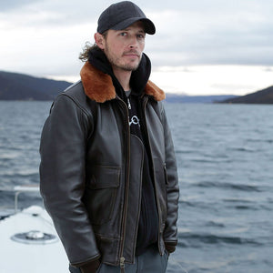 U.S. Navy Lambskin G-1 Flight Jacket Z201035M in Brown - Cockpit USA Men