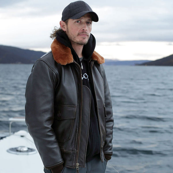 U.S. Navy Lambskin G-1 Flight Jacket Z201035M in Brown - Cockpit USA Men