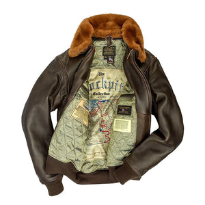 U.S. Navy Lambskin G-1 Flight Jacket Z201035M in Brown - Cockpit USA Men