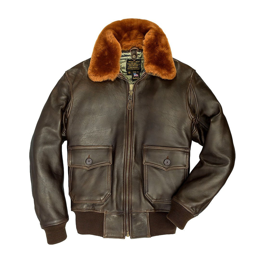 U.S. Navy Lambskin G-1 Flight Jacket Z201035M in Brown - Cockpit USA Men