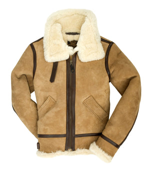 Women's B-3 Suede Bomber Jacket in Tan W72N200 - Cockpit USA Women