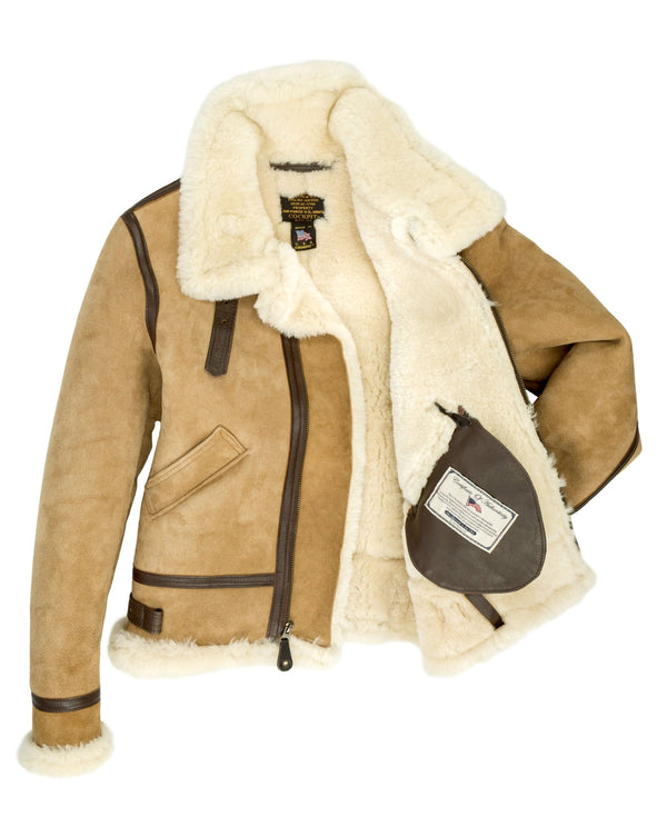 Women's B-3 Suede Bomber Jacket in Tan W72N200 - Cockpit USA Women