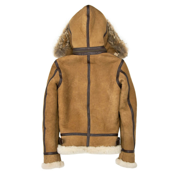 Women's Hooded B-3 Bomber Jacket in Tan W72N300 - Cockpit USA Women