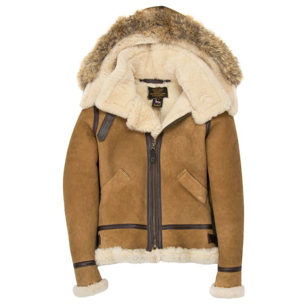 Women's Hooded B-3 Bomber Jacket in Tan W72N300 - Cockpit USA Women