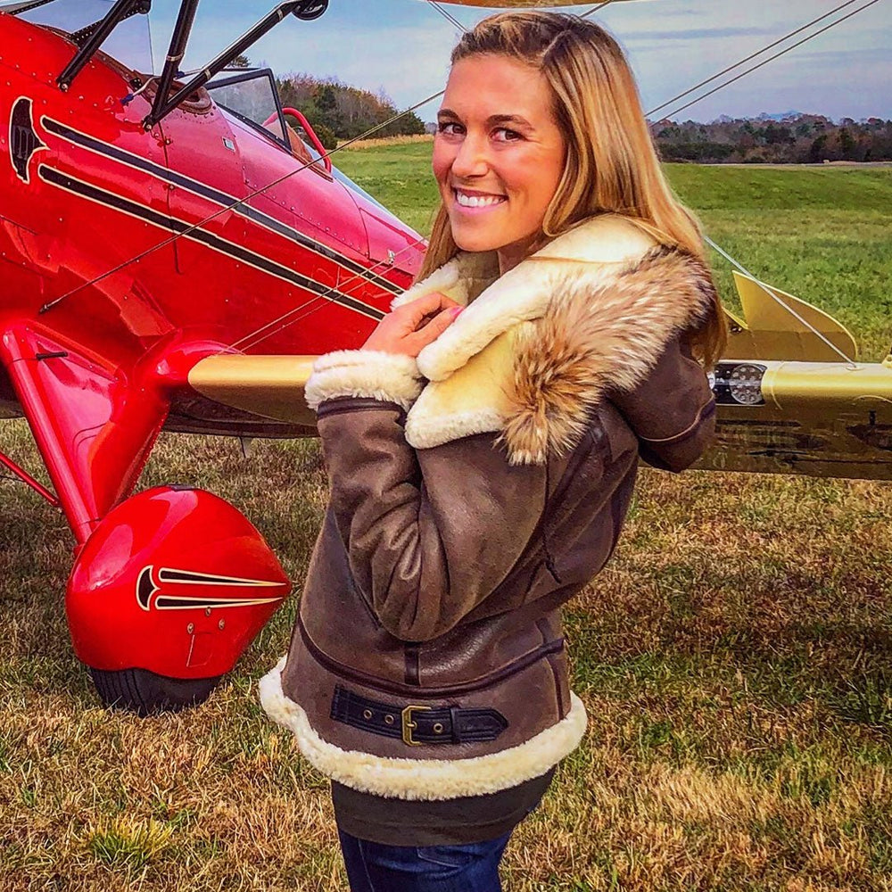 Women's Hooded Sheepskin Jacket W72N500 - Cockpit USA Women