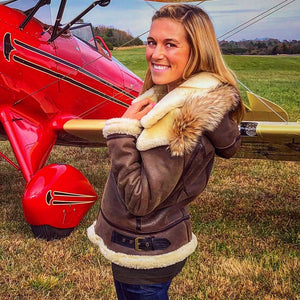 Women's Hooded Sheepskin Jacket W72N500 - Cockpit USA Women