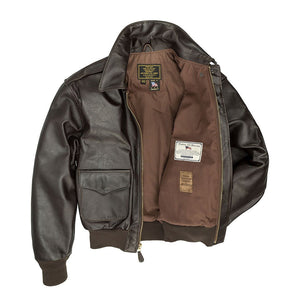 WWII A-2 Horsehide Leather Flight Jacket in Mahogany - Z2107H - Cockpit USA Men