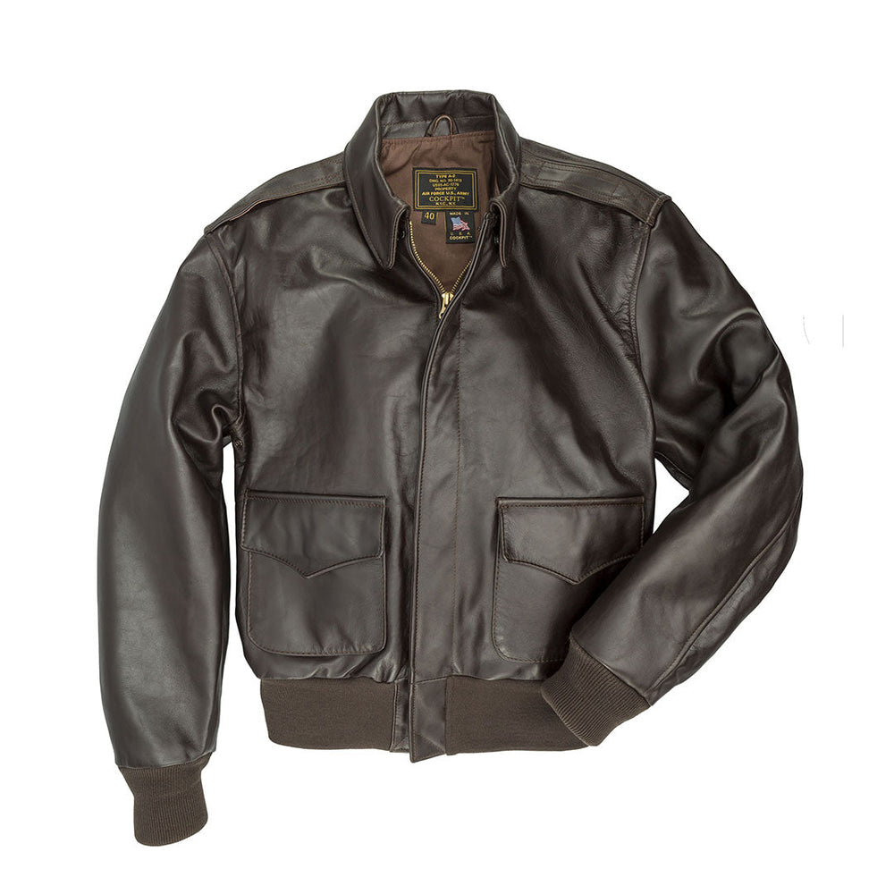 WWII A-2 Horsehide Leather Flight Jacket in Mahogany - Z2107H - Cockpit USA Men