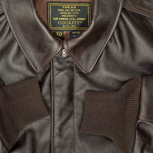 WWII A-2 Horsehide Leather Flight Jacket in Mahogany - Z2107H - Cockpit USA Men