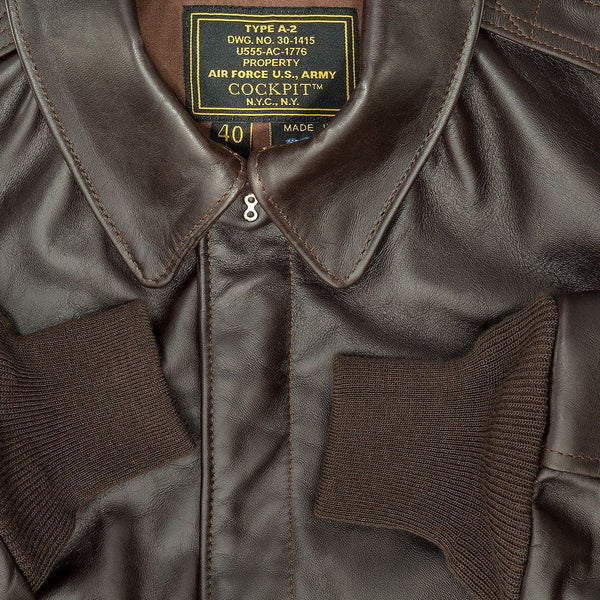 WWII A-2 Horsehide Leather Flight Jacket in Mahogany - Z2107H - Cockpit USA Men