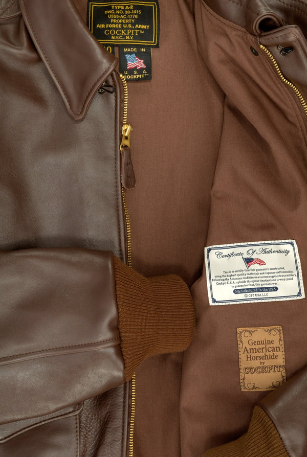 WWII Government Issue A-2 Jacket (Long) Z2107HL in Brown - Cockpit USA Men
